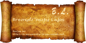 Breznyánszky Lajos névjegykártya